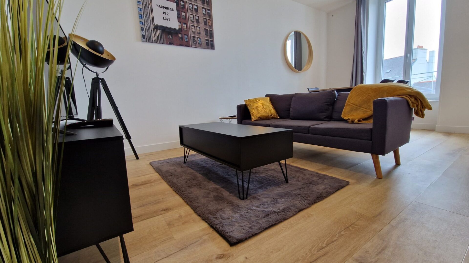 Salon et salle à manger de l’appartement T3 à Brest, par Nestia